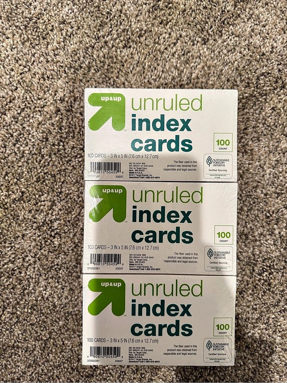 up&up Unruled Index Cards 3 in x 5 in 100 Count 3 in x 5 in 3-Pack